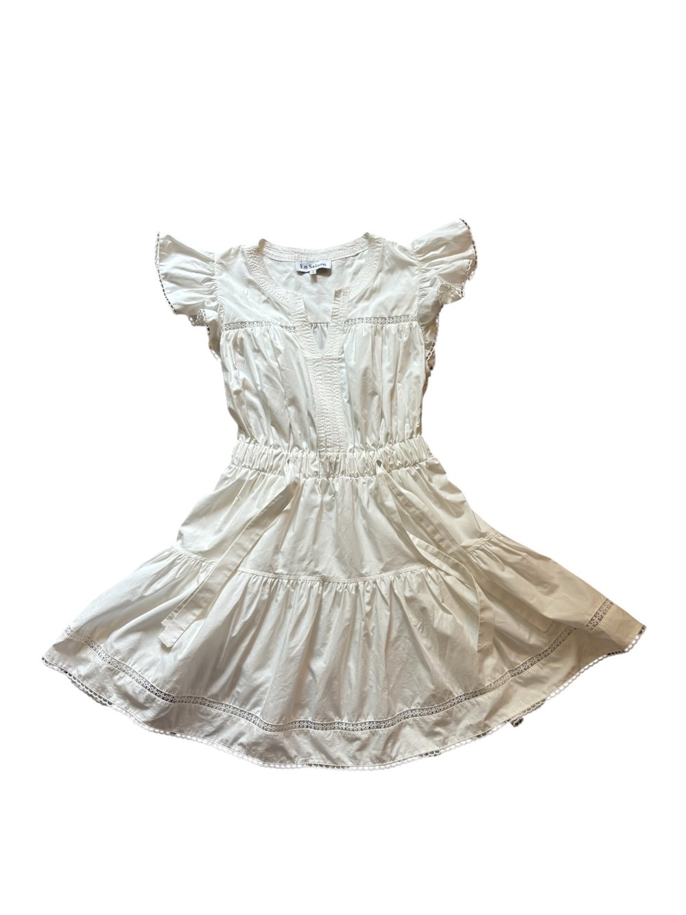 En Saison White cotton Mini Dress Fairycore coquettegirl coastal cowgirl pockets